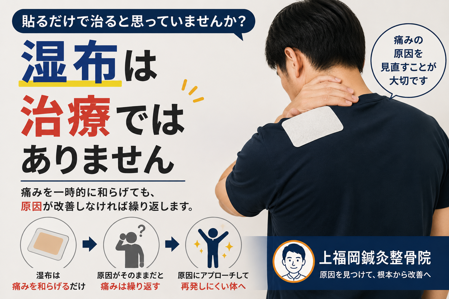 湿布を貼っただけでは治らない